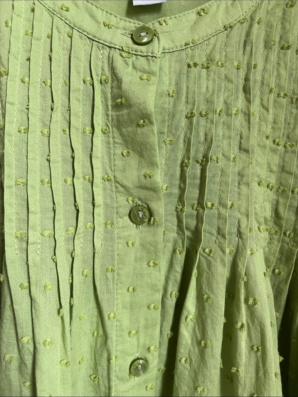 Old Navy | Long Sleeve Dandelion Leaf Blouse Embroidered Dots #583997-B Size M - Picture 3 of 16